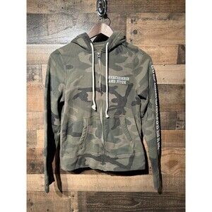 Vintage Y2K Abercrombie & Fitch Camo Green Hoodie Women’s Large Full Zip Sz S